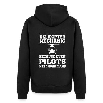Helicopter Mechanic Guardian Pride - Unisex Premium Organic Zip Hoodie - black - Back - Nico (187cm)