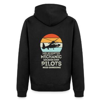 Hubschrauber-Mechaniker Wächter-Stolz - Unisex Premium Bio Zip Hoodie - Schwarz - Hinten - Nico (187cm)