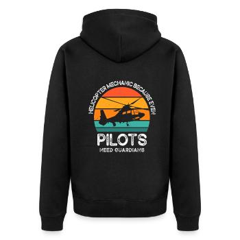 Helicopter Mechanic Guardian Pride - Unisex Premium Organic Zip Hoodie - black - Back - Nico (187cm)
