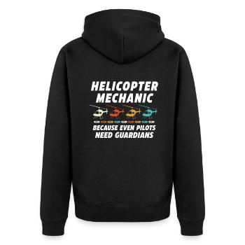 Helicopter Mechanic Guardian Pride - Unisex Premium Organic Zip Hoodie - black - Back - Nico (187cm)