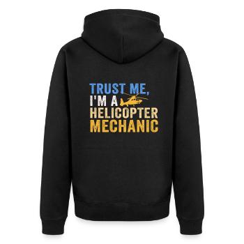 Trust Me I'm A Helicopter Mechanic - Unisex Premium Organic Zip Hoodie - black - Back - Nico (187cm)