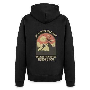 Helicopter Mechanic Heroes Pride - Unisex Premium Organic Zip Hoodie - black - Back - Nico (187cm)