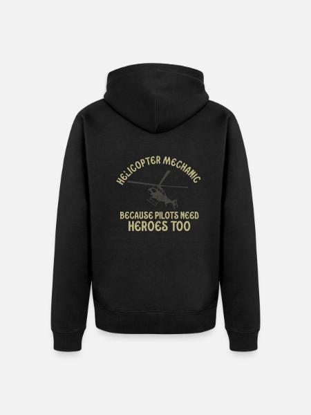 Helicopter Mechanic Heroes Pride - Unisex Premium Organic Zip Hoodie - black