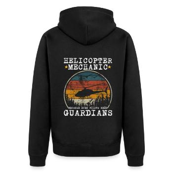 Hubschrauber-Mechaniker Wächter-Stolz - Unisex Premium Bio Zip Hoodie - Schwarz - Hinten - Nico (187cm)