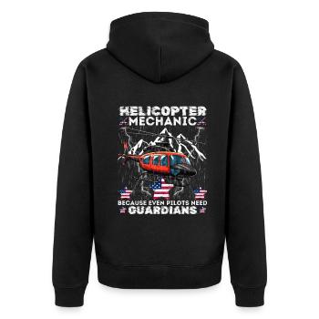 Helicopter Mechanic Guardian Pride - Unisex Premium Organic Zip Hoodie - black - Back - Nico (187cm)