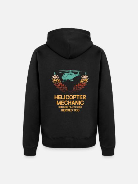 Helicopter Mechanic Heroes Pride - Unisex Premium Organic Zip Hoodie - black
