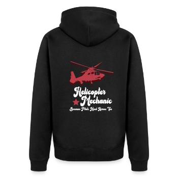 Hubschraubermechaniker-Heldenstolz - Unisex Premium Bio Zip Hoodie - Schwarz - Hinten - Nico (187cm)
