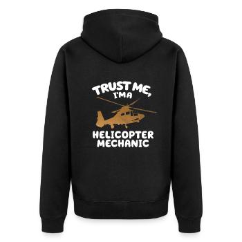 Trust Me I'm A Helicopter Mechanic - Unisex Premium Organic Zip Hoodie - black - Back - Nico (187cm)