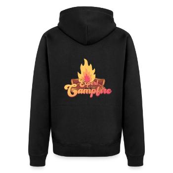 Expert Of Campfire Camping Expert - Unisex Premium Organic Zip Hoodie - black - Back - Nico (187cm)