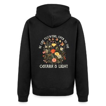 Ostara Hexenmond Eostre Frühling Ostern - Unisex Premium Bio Zip Hoodie - Schwarz - Hinten - Nico (187cm)
