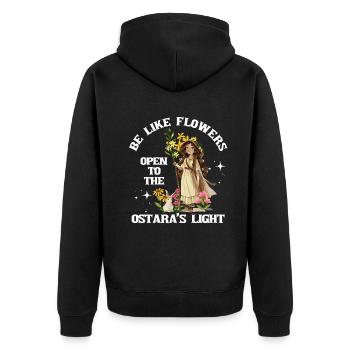 Ostara Hexenmond Eostre Frühling Ostern - Unisex Premium Bio Zip Hoodie - Schwarz - Hinten - Nico (187cm)