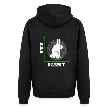 Wittgensteins Rabbit Duck Illusion - Unisex Premium Organic Zip Hoodie - black - Back - Nico (187cm)