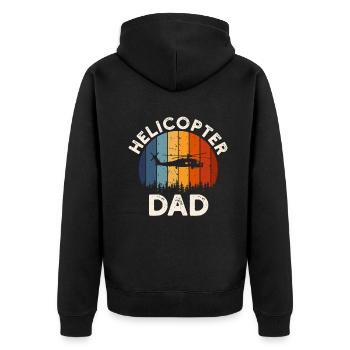 Helikopter Papa Sonnenuntergang Vater Liebe - Unisex Premium Bio Zip Hoodie - Schwarz - Hinten - Nico (187cm)