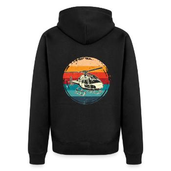 Rotorcraft Silhouette Helicopter Pilot - Unisex Premium Organic Zip Hoodie - black - Back - Nico (187cm)