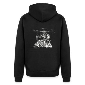 Rotorcraft Silhouette Helicopter Pilot - Unisex Premium Organic Zip Hoodie - black - Back - Nico (187cm)