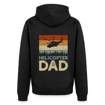 Helikopter Papa Sonnenuntergang Vater Liebe - Unisex Premium Bio Zip Hoodie - Schwarz - Hinten - Nico (187cm)