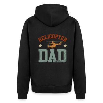 Helikopter Eltern Lustige Männer Pilot - Unisex Premium Bio Zip Hoodie - Schwarz - Hinten - Nico (187cm)