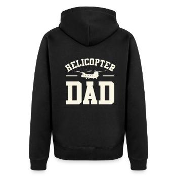 Helikopter Eltern Lustige Männer Pilot - Unisex Premium Bio Zip Hoodie - Schwarz - Hinten - Nico (187cm)