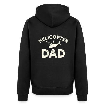 Helikopter Eltern Lustige Männer Pilot - Unisex Premium Bio Zip Hoodie - Schwarz - Hinten - Nico (187cm)