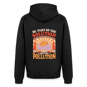 Kein Müll Anti-Littering-Tag der Erde - Unisex Premium Bio Zip Hoodie - Schwarz - Hinten - Nico (187cm)