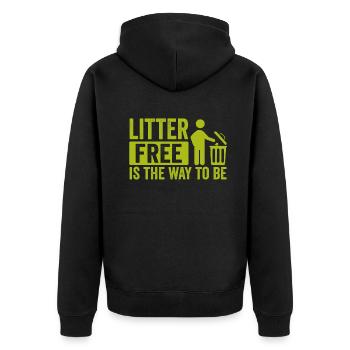 Kein Müll Anti-Littering-Tag der Erde - Unisex Premium Bio Zip Hoodie - Schwarz - Hinten - Nico (187cm)