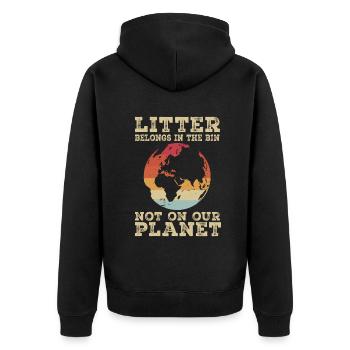 Pas de déchets sauvages : Journée de la Terre, - Veste à capuche bio Premium Unisexe - noir - Dos - Nico (187cm)