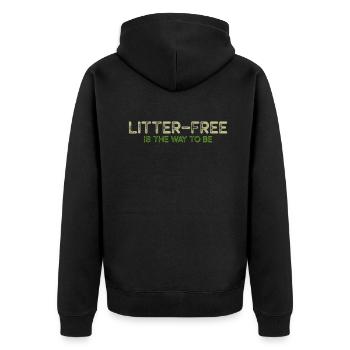 Kein Müll Anti-Littering-Tag der Erde - Unisex Premium Bio Zip Hoodie - Schwarz - Hinten - Nico (187cm)