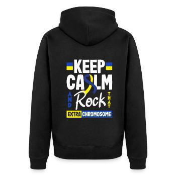 Love Doesn't Count Chromosomes Down Syndrome - Unisex Premium Bio Zip Hoodie - Schwarz - Hinten - Nico (187cm)