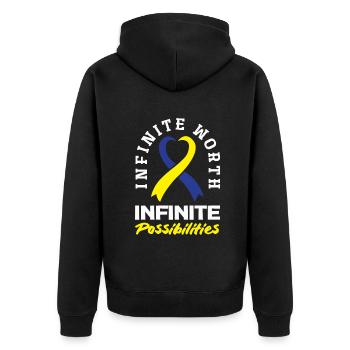 Love Doesn't Count Chromosomes Down Syndrome - Unisex Premium Bio Zip Hoodie - Schwarz - Hinten - Nico (187cm)