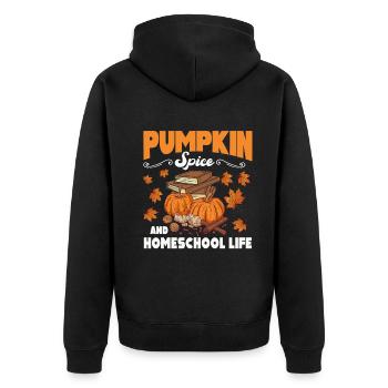 Pumpkin Spice Und Homeschool-Leben - Unisex Premium Bio Zip Hoodie - Schwarz - Hinten - Nico (187cm)