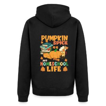 Pumpkin Spice And Homeschool Life - Unisex Premium Organic Zip Hoodie - black - Back - Nico (187cm)
