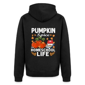 Pumpkin Spice And Homeschool Life - Unisex Premium Organic Zip Hoodie - black - Back - Nico (187cm)