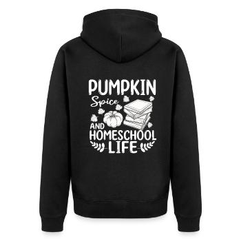Pumpkin Spice Und Homeschool-Leben - Unisex Premium Bio Zip Hoodie - Schwarz - Hinten - Nico (187cm)
