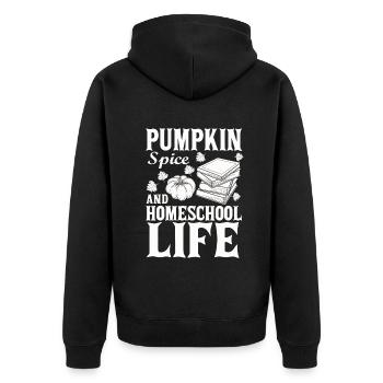 Pumpkin Spice Und Homeschool-Leben - Unisex Premium Bio Zip Hoodie - Schwarz - Hinten - Nico (187cm)