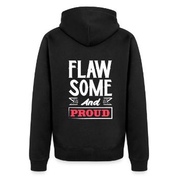 Embrace Your Quirks - Authenticity Is Gorgeous - Unisex Premium Bio Zip Hoodie - Schwarz - Hinten - Nico (187cm)