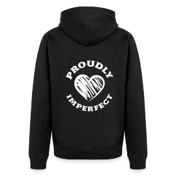 Embrace Your Quirks - Authenticity Is Gorgeous - Unisex Premium Bio Zip Hoodie - Schwarz - Hinten - Nico (187cm)