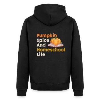 Pumpkin Spice Und Homeschool-Leben - Unisex Premium Bio Zip Hoodie - Schwarz - Hinten - Nico (187cm)