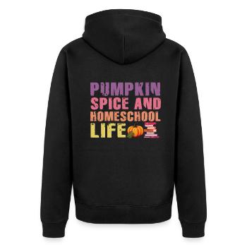 Pumpkin Spice And Homeschool Life - Unisex Premium Organic Zip Hoodie - black - Back - Nico (187cm)