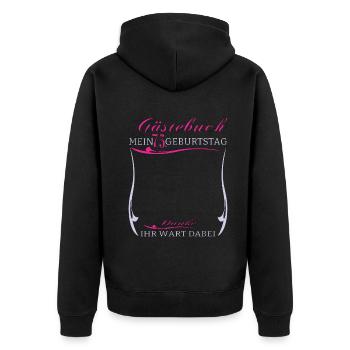 75th Birthday Man and Woman Guestbook - Unisex Premium Organic Zip Hoodie - black - Back - Nico (187cm)