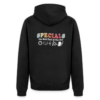 Specials The Best Part Of The Day - Unisex Premium Organic Zip Hoodie - black - Back - Nico (187cm)