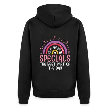 Specials The Best Part Of The Day - Unisex Premium Organic Zip Hoodie - black - Back - Nico (187cm)