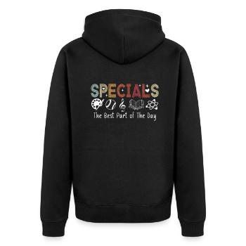 Specials The Best Part Of The Day - Unisex Premium Organic Zip Hoodie - black - Back - Nico (187cm)