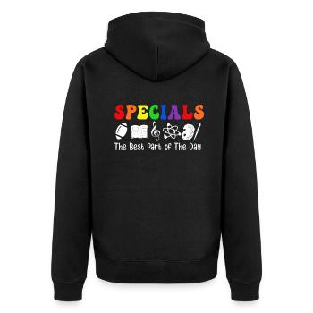 Specials The Best Part Of The Day - Unisex Premium Organic Zip Hoodie - black - Back - Nico (187cm)