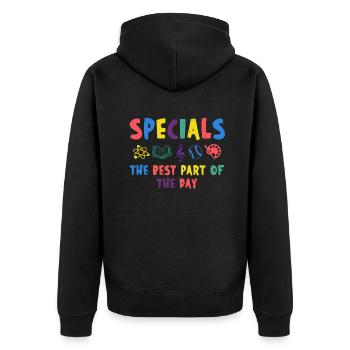 Specials The Best Part Of The Day - Unisex Premium Organic Zip Hoodie - black - Back - Nico (187cm)