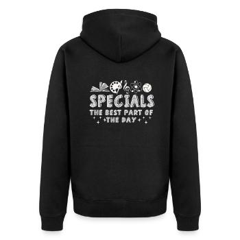 Specials The Best Part Of The Day - Unisex Premium Organic Zip Hoodie - black - Back - Nico (187cm)
