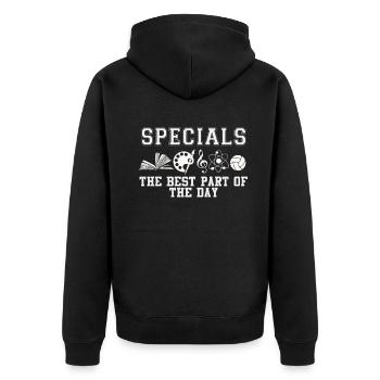Specials The Best Part Of The Day - Unisex Premium Organic Zip Hoodie - black - Back - Nico (187cm)