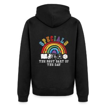 Specials The Best Part Of The Day - Unisex Premium Organic Zip Hoodie - black - Back - Nico (187cm)