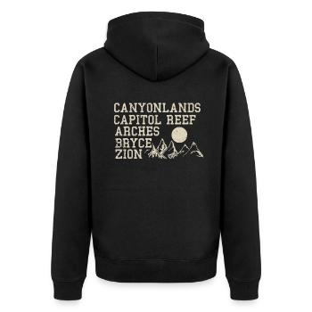 Explorez les montagnes des parcs nationaux de l’Utah - Veste à capuche bio Premium Unisexe - noir - Dos - Nico (187cm)