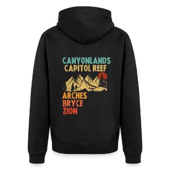 Explorez les montagnes des parcs nationaux de l’Utah - Veste à capuche bio Premium Unisexe - noir - Dos - Nico (187cm)