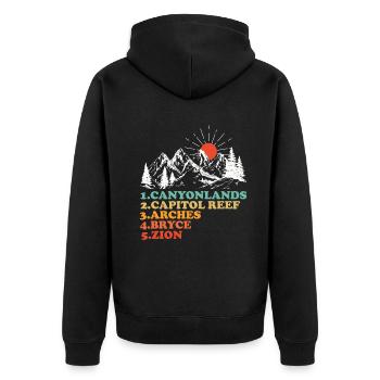 Explorez les montagnes des parcs nationaux de l’Utah - Veste à capuche bio Premium Unisexe - noir - Dos - Nico (187cm)
